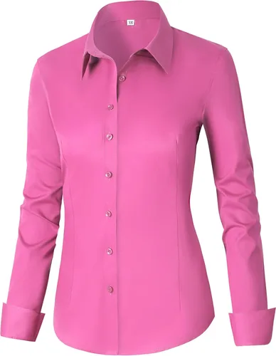 Miniatura 23 de CUNLIN - Camisas de manga larga con botones de algodón para mujer, ajustadas, camisas formales de vestir para el trabajo, blusas de trabajo, tops