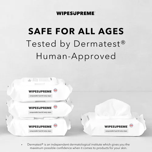 Miniatura 4 de Wipesupreme Toallitas compostables, hipoalergénicas para pieles sensibles, verificadas por EWG, hidratantes con ácido hialurónico, aptas para recién