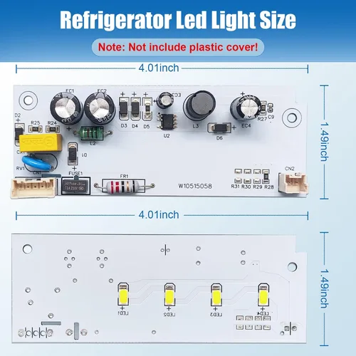 Miniatura 2 de 1 pieza de luz para refrigerador W10515058, 2 piezas de luz para refrigerador W10515057, juego de placas de luz LED para congelador de reemplazo