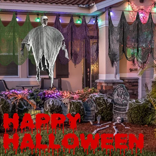 Miniatura 5 de Legigo Paquete de 6 paños espeluznantes de Halloween (30 x 72 pulgadas), gasa espeluznante para fiesta de Halloween, suministros de fiesta