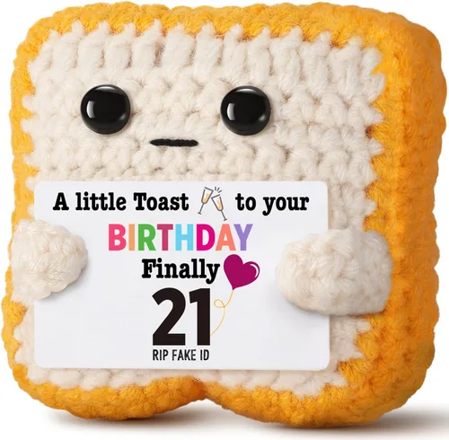 Miniatura 15 de Divertida tostada de croché para cumpleaños, regalo para mujeres, hombres, mamá, papá, niñas o niños; tostada de croché única como alternativa a