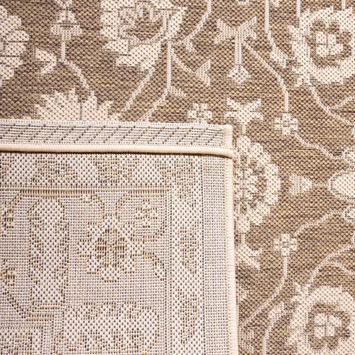 SAFAVIEH Alfombra lavable al aire libre Courtyard Collection - 2'7" x 5', marrón y crema, no desprende pelusa y fácil limpieza, ideal para patio,