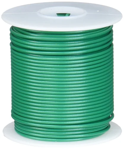Cable de conexión sólido calibre 22 AWG, longitud de 100 pies, verde, 0.0253" de diámetro, UL1007, 300 voltios