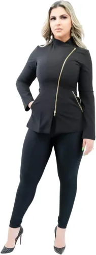All in beauty Ropa quirúrgica negra para mujer, cremallera dorada, uniforme de esteticista para spa, chaqueta de esteticista de manga larga