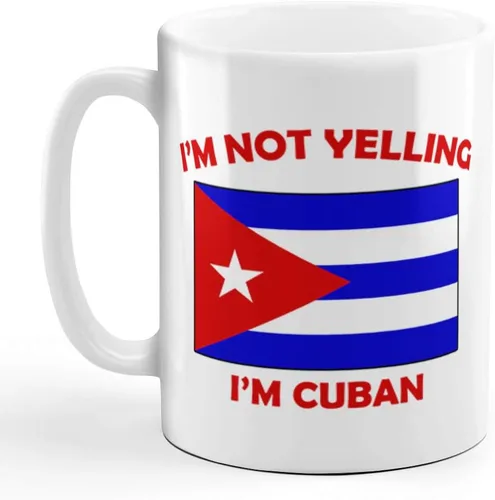 Taza de té de cerámica con texto en inglés "I M Not Yelling I Am Cuban Cuba Cubans", regalo de Navidad para hombres y mujeres