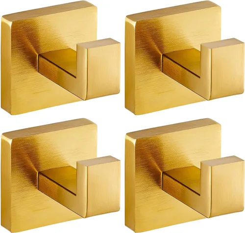 Miniatura 10 de Ganchos de toalla negros mate para baños, gancho moderno de acero inoxidable resistente montado en la pared, paquete de 4, ideal para colgar Negro