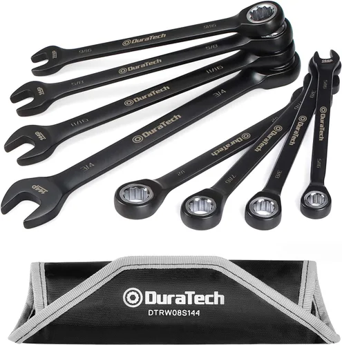 Miniatura 8 de DURATECH Juego de llaves de trinquete combinadas, 144-P, garras dobles apiladas, 8 piezas, métricas, 8, 10, 11, 12, 13, 14, 15, 17mm, acero CR-V