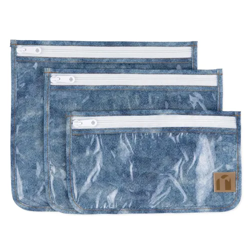 Miniatura 17 de Bumkins Bolsa de viaje, artículos de tocador, bebé, bolsa aprobada por la TSA, bolsa con cremallera, tamaño de cuarto de galón, lado transparente