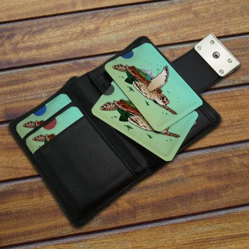 Miniatura 3 de Juego de 4 fundas para monedero con diseño de tortuga marina, para tarjetas de crédito, RFID.