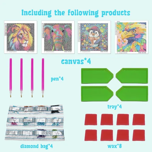 Miniatura 3 de Libfx Kits de arte de diamantes para niños, 4 piezas de arte de diamantes para niñas, niños, principiantes, artes y manualidades para niños de 8 a
