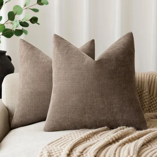 Miniatura 18 de Foindtower - Paquete de 2 fundas de almohada decorativas, cuadradas, cómodas, unicolor, suaves, lumbares, estilo rústico neutro, para sofá, sillón