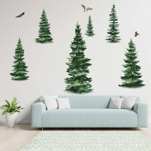 Pegatinas de pared de pino, calcomanías de pared de bosque boscoso, cuarto de bebé, sala de estar, dormitorio, sofá familiar, fondo de TV,