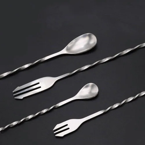 Miniatura 7 de Paquete de 2 cucharas mezcladoras de cóctel, agitadores de cóctel, cucharas de barra de 10 pulgadas y 13 pulgadas, acero inoxidable en espiral