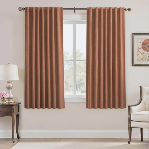 Miniatura 45 de UHITECH Cortinas cortas de lino de 24 pulgadas de largo para ventanas pequeñas de granja, cortinas opacas modernas para sala de estar, pestañas