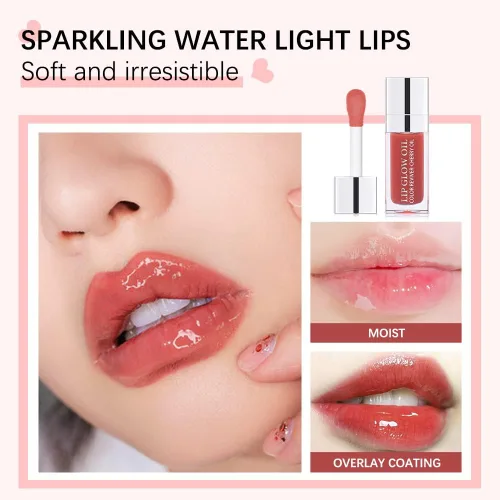 Miniatura 6 de GECOMO Aceite hidratante que brilla para labios, aceite hidratante para labios brillante, aceite nutritivo para labios transparente brillante, 017-#