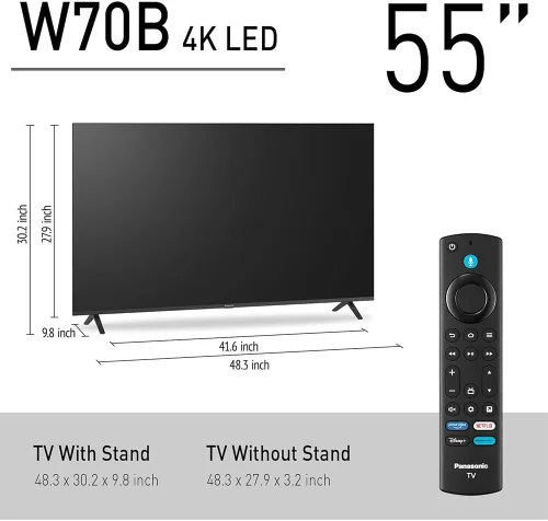 Miniatura 6 de Panasonic TV-55W70BP Serie W70 de 55 pulgadas LED 4K Ultra HD Smart Fire TV Paquete con 2 cables HDMI 4K universales de 6 pies, Theater Essentials