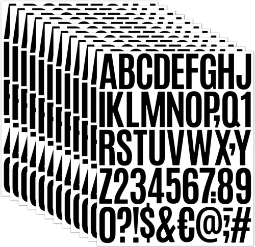 14 Sheets Vinyl Letter Stickers Black,2 Inch Self Adhesive ABC Vinyl Alphabet Numbers Stickers for Mailbox Crafts Bulletin Poster Board Name Bike