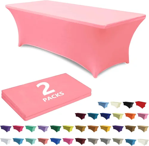 Miniatura 22 de ABCCANOPY Paquete de 2 manteles de elastano negro de 4 pies, elásticos, resistentes a las arrugas, reutilizables, para mesa plegable rectangular