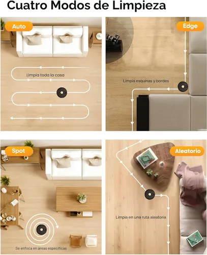 Miniatura 8 de Robot aspirador y trapeador combinado, aspiradora robótica de 5000 Pa, robot de vacío de 180 minutos de funcionamiento con control