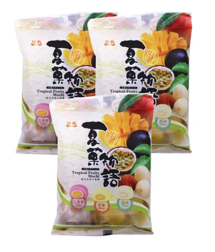 Tropical Fruity Mochi (maracuyá, mango, lichi) Sabores mixtos de 4.2 oz (3 paquetes)