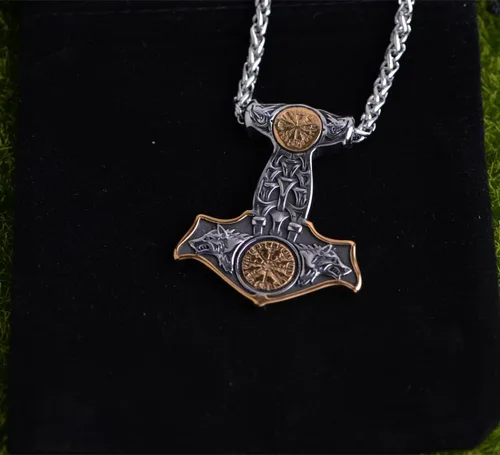 Miniatura 7 de Collar de martillo de Thor vikingo nórdico Mjolnir para hombre, joyería de talismán