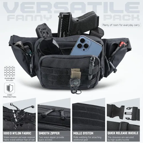 Miniatura 3 de LIVANS Cangurera de transporte oculto, bolsa táctica para pistola de transporte para hombre, funda de ocultación para armas de 1911 y G 17, 19, 20