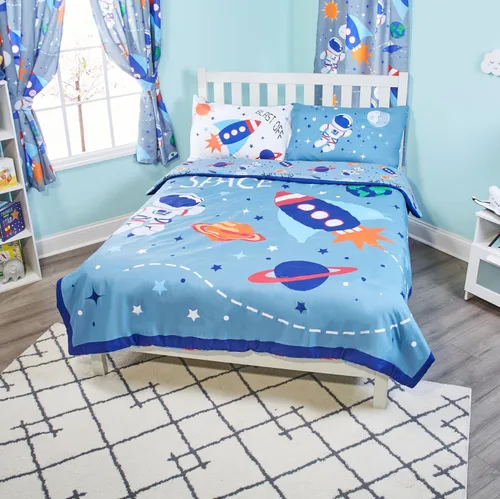 Miniatura 9 de EVERYDAY KIDS Edredón de cama tamaño individual/matrimonial para niños pequeños con camiones volquete y excavadoras; ropa de cama para niños