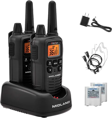 Miniatura 10 de Midland LXT600BBX4 FRS Walkie Talkies para Negocios - Radios de Dos Vías de Largo Alcance de 36 Canales con Auriculares y Base de Carga, Alertas