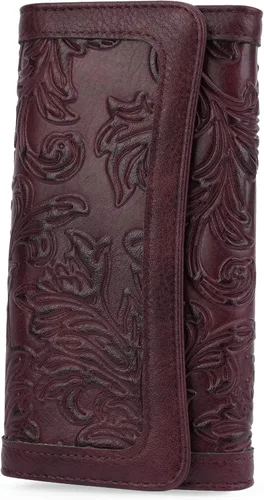 Miniatura 46 de MEITRUE Cartera de cuero para mujer, con bloqueo RFID, triple pliegue, con relieve, soporte para tarjetas, organizador de chequera para teléfono