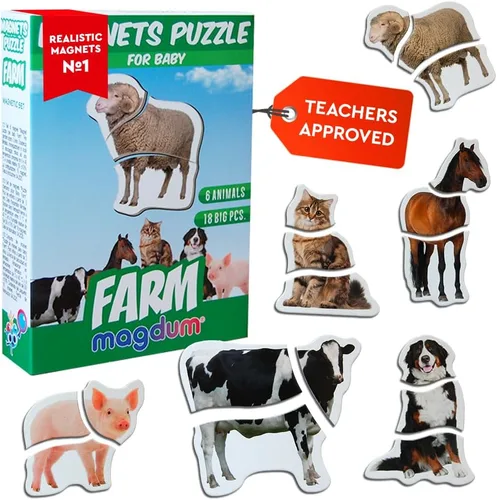 Miniatura 13 de Imanes de nevera para niños pequeños – magdum – 21 imanes familiares de granja para nevera – Lindos animales magnéticos para niños – Imán seguro