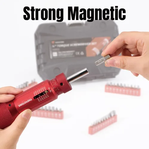 Miniatura 4 de THORSTONE Juego de llaves dinamométricas de 1/4 pulgada con 40 puntas S2, herramienta de precisión de 10-70 in-lb para mantenimiento y montaje