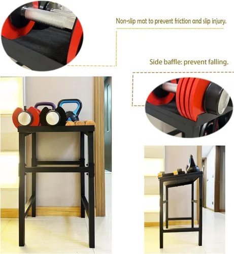 Miniatura 7 de Soporte para mancuernas y pesas rusas, ajustable y resistente para uso comercial, soporte de pesas rusas, estante de almacenamiento de pesas rusas