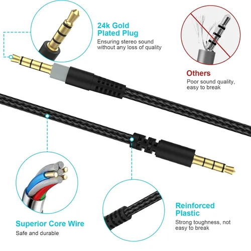 Miniatura 6 de Cable de audio Cloud Alpha de repuesto con controles de silencio y volumen compatible con auriculares Kingston Cloud Alpha y Cloud Mix