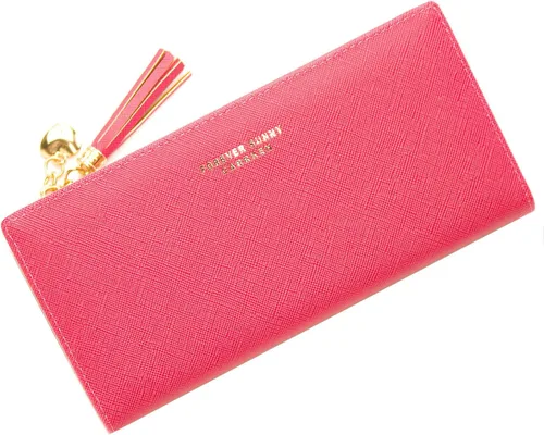 Miniatura 13 de Sumgogo - billetera delgada para mujer, con borlas largas, cierre zipper, monedero, bolso de mano, tarjetero, Negro, Grande, Minimalista