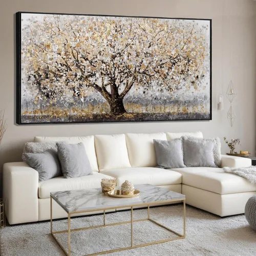 Miniatura 12 de CHUDANHAO Arte de pared abstracto pintado a mano, decoración de pared beige, arte colgante lineal 32"x40", obra de arte grande para decoraciones