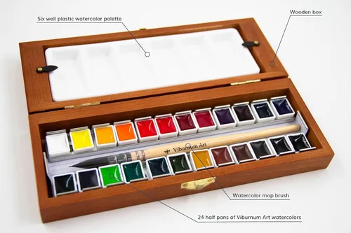 Miniatura 3 de Juego de Pintura de Acuarela Profesional - 24 Pastillas de Pinturas de Acuarela Transparentes Altamente Pigmentadas con Pincel de Acuarela Sintético