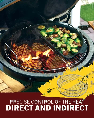Miniatura 5 de Kit de repuesto mejorado de 5 piezas para Big Green Eggspander, incluye parrilla multifunción para parrilla, cesta de conveggtor, hecho de acero