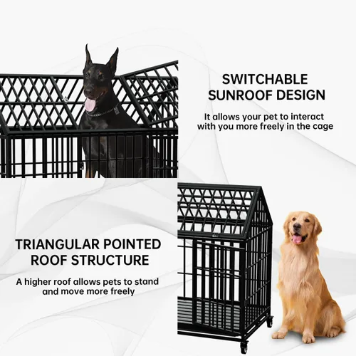 Miniatura 3 de Jaula para perros de servicio pesado de 42", jaula grande para perros, perreras y jaulas de metal fuerte para perros grandes, apertura superior