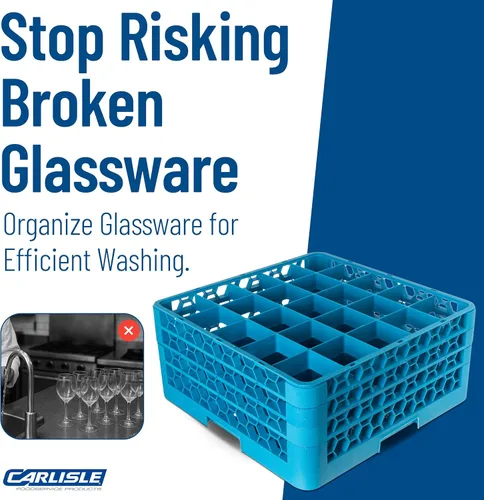 Miniatura 6 de Carlisle FoodService Products Opticlean - Estante de vidrio dividido con 25 compartimentos con 3 extensores, plástico, 19.875 x 19.875 x 8.5