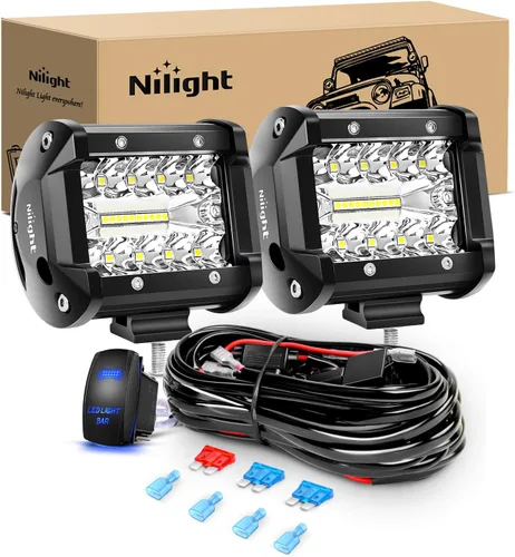 Miniatura 8 de Nilight 2 módulos LED de 4 pulgadas de 60 W con soportes de montaje de enganche de remolque de 2.5 pulgadas, luces LED de respaldo de reversa