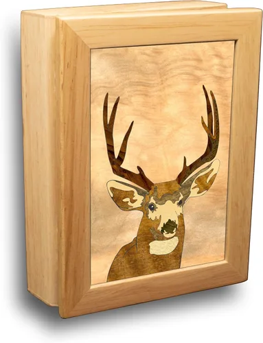 Miniatura 12 de Joyero y regalo de madera de ciervo, hecho a mano en Estados Unidos, calidad inigualable, único, no hay dos iguales, obra original de arte de madera