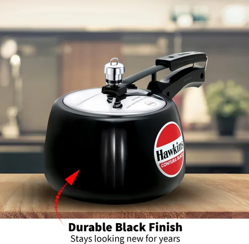 Miniatura 6 de Hawkins Olla de presión Contura de 3 litros, color negro, con tapa interior anodizada dura, modelo Handi, color negro (CB30)