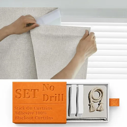Miniatura 25 de Cortina opaca adhesiva, tratamiento completo de ventana de oscuridad para oficina en casa