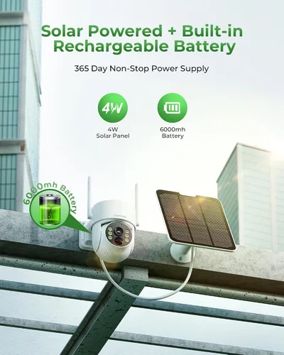 Miniatura 2 de Camcamp Solar Security Cameras Wireless Outdoor with 10" Monitor, 4 Cam Kit 100% Wire-Free, 360° View, Pan & Tilt, Solar-Powered, 10CH NVR, 2.4 &