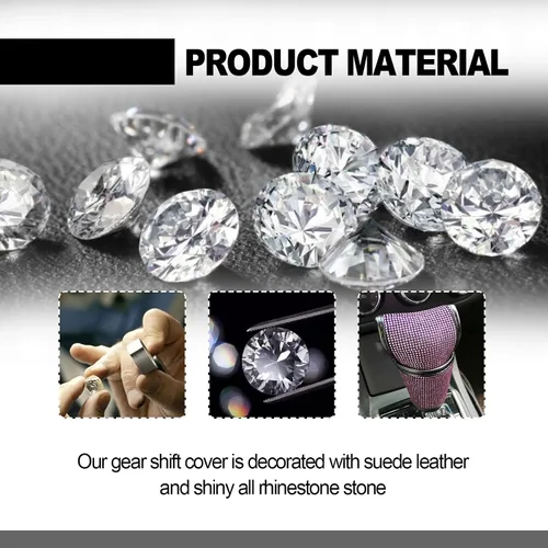 Miniatura 4 de KEVWR - Funda para palanca de cambios de coche con cristales brillantes, protector de palanca de cambios con brillo de strass, accesorios de Rosa