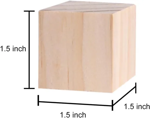 Miniatura 2 de Supla 40 bloques cuadrados de madera maciza natural de 1.5 pulgadas, para hacer rompecabezas, manualidades y proyectos de bricolaje