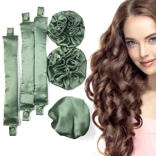 Juego de Rizadores de Satén sin Calor, Rodillos Suaves como Almohada con Gorros para el Cabello, Diadema de Varillas sin Calor para Todo Tipo de