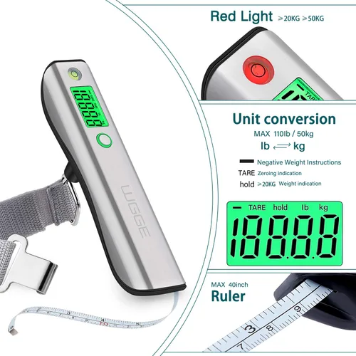 Miniatura 3 de Báscula digital de equipaje báscula de peso para equipaje de viaje máximo 1102lbs con pantalla LCD retroiluminada