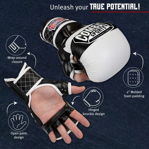 Miniatura 2 de Combat Sports Max Strike - Guantes de entrenamiento de artes marciales mixtas, palma abierta sin dedos para artes marciales mixtas, Muay Thai