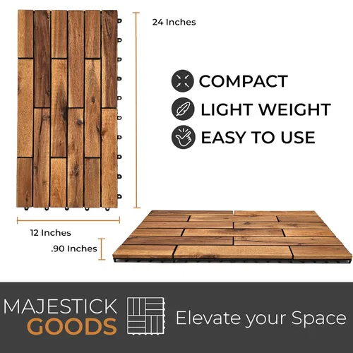Miniatura 6 de Majestick Goods Azulejos entrelazados de madera de acacia para terraza. Fácil instalación para suelos de patio y pasarelas con drenaje de base